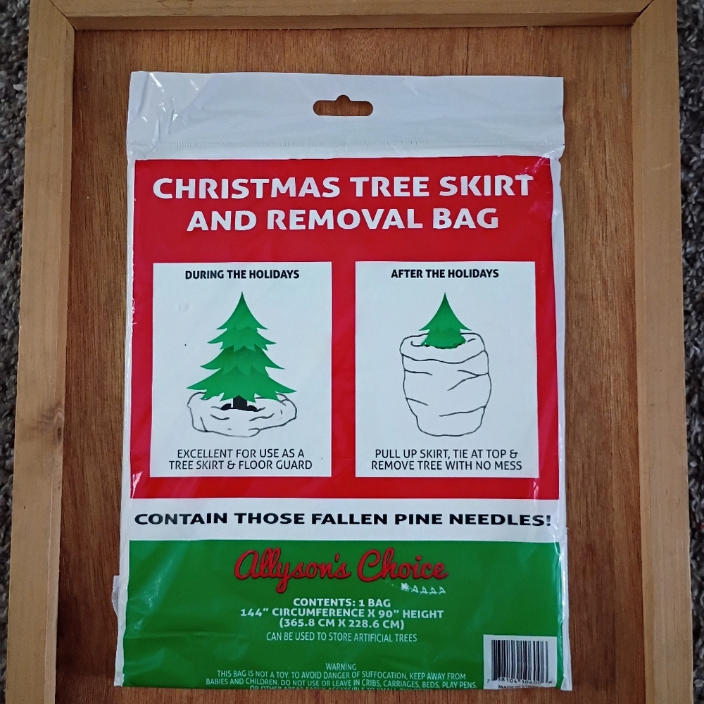 Christmas Tree Removal Bag/Skirt NWT, 144" X 90", Also For Artificial Tree